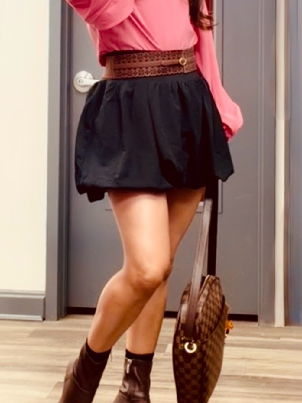 Sage Black Bubble Mini Skirt